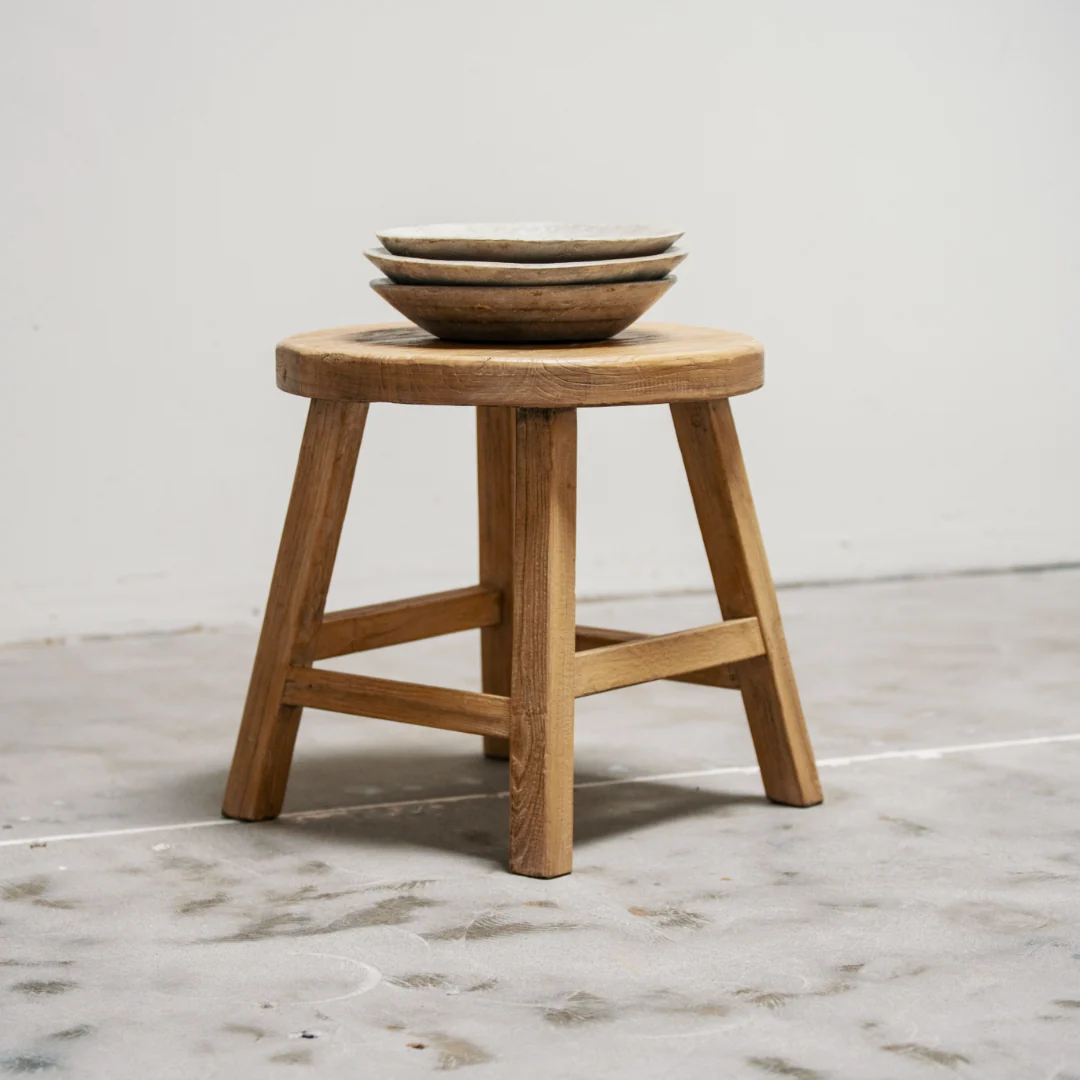 Elm Wood Round Side Table - wxkoi