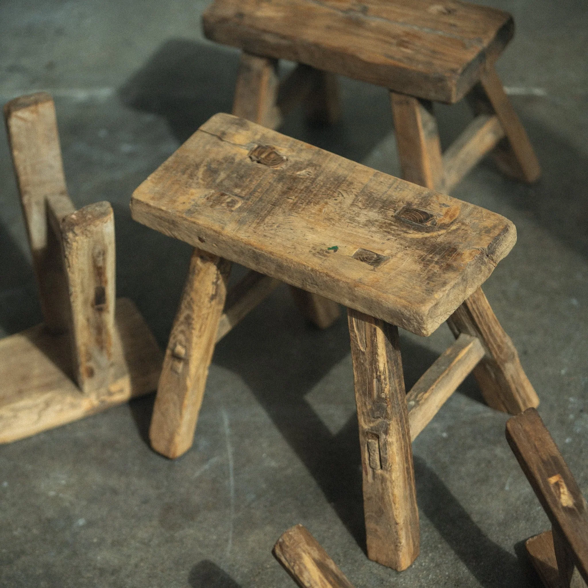 Vintage Elm Mini Stool - wxkoi