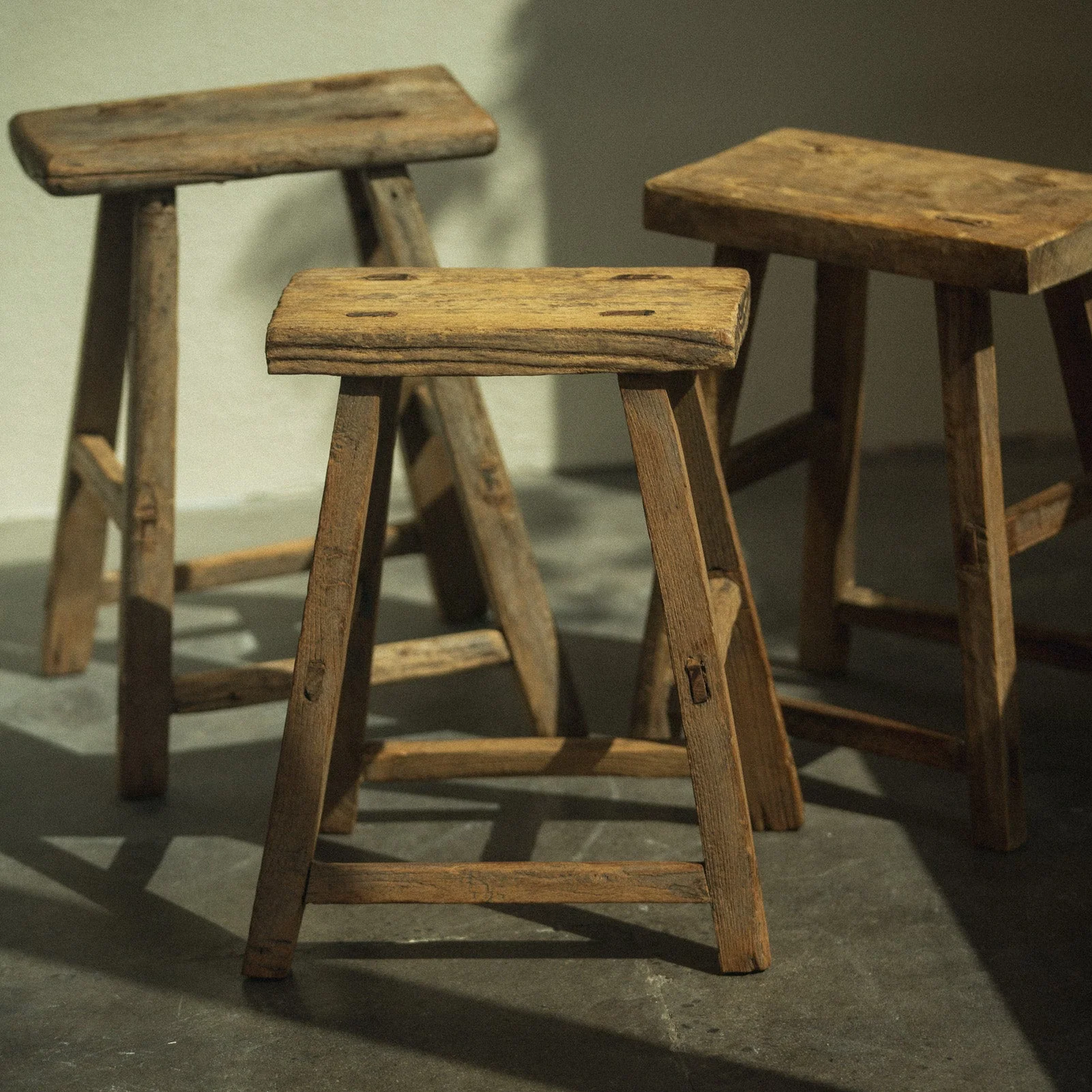 Vintage Elm Rectangular Stool - wxkoi