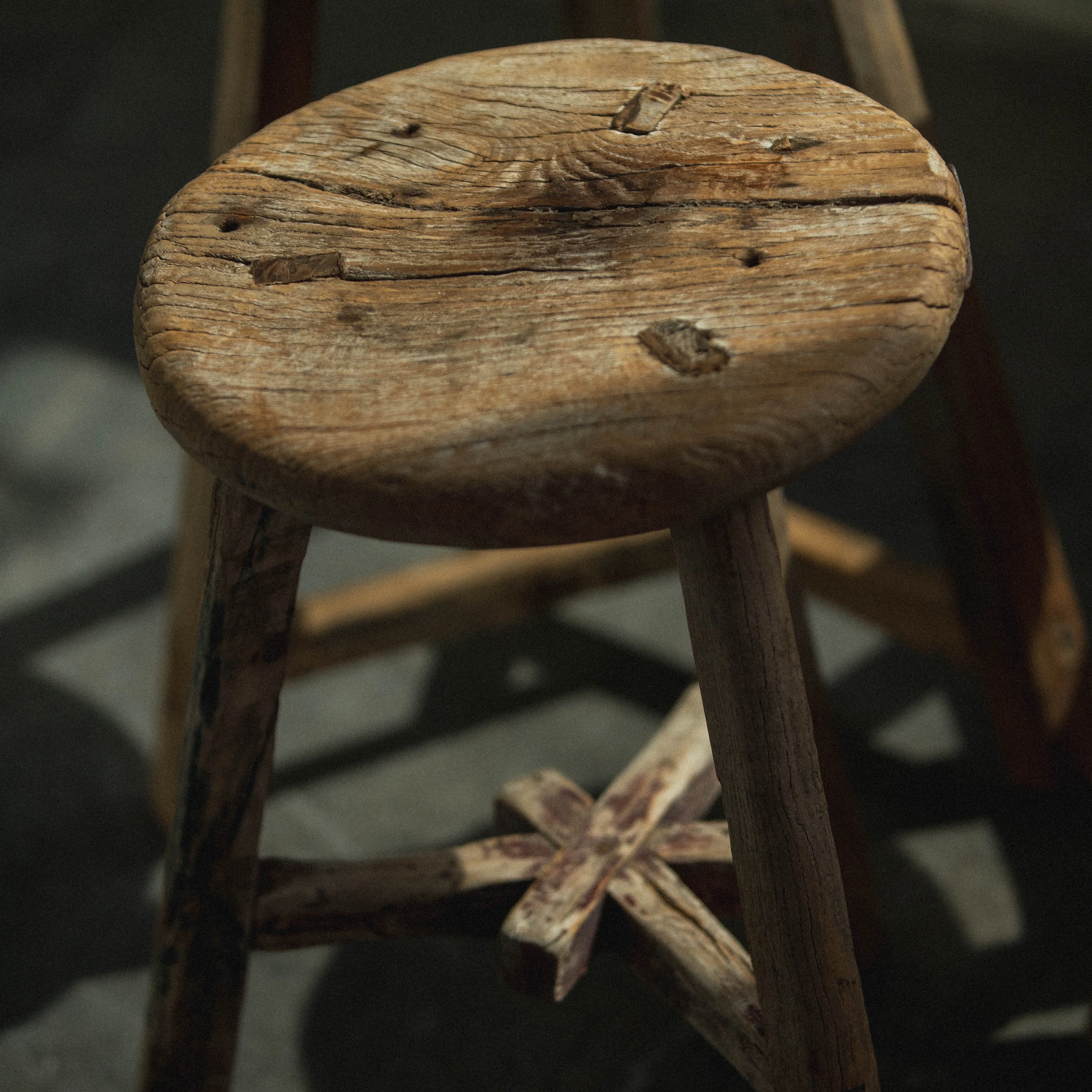 Small Round Vintage Stool - wxkoi