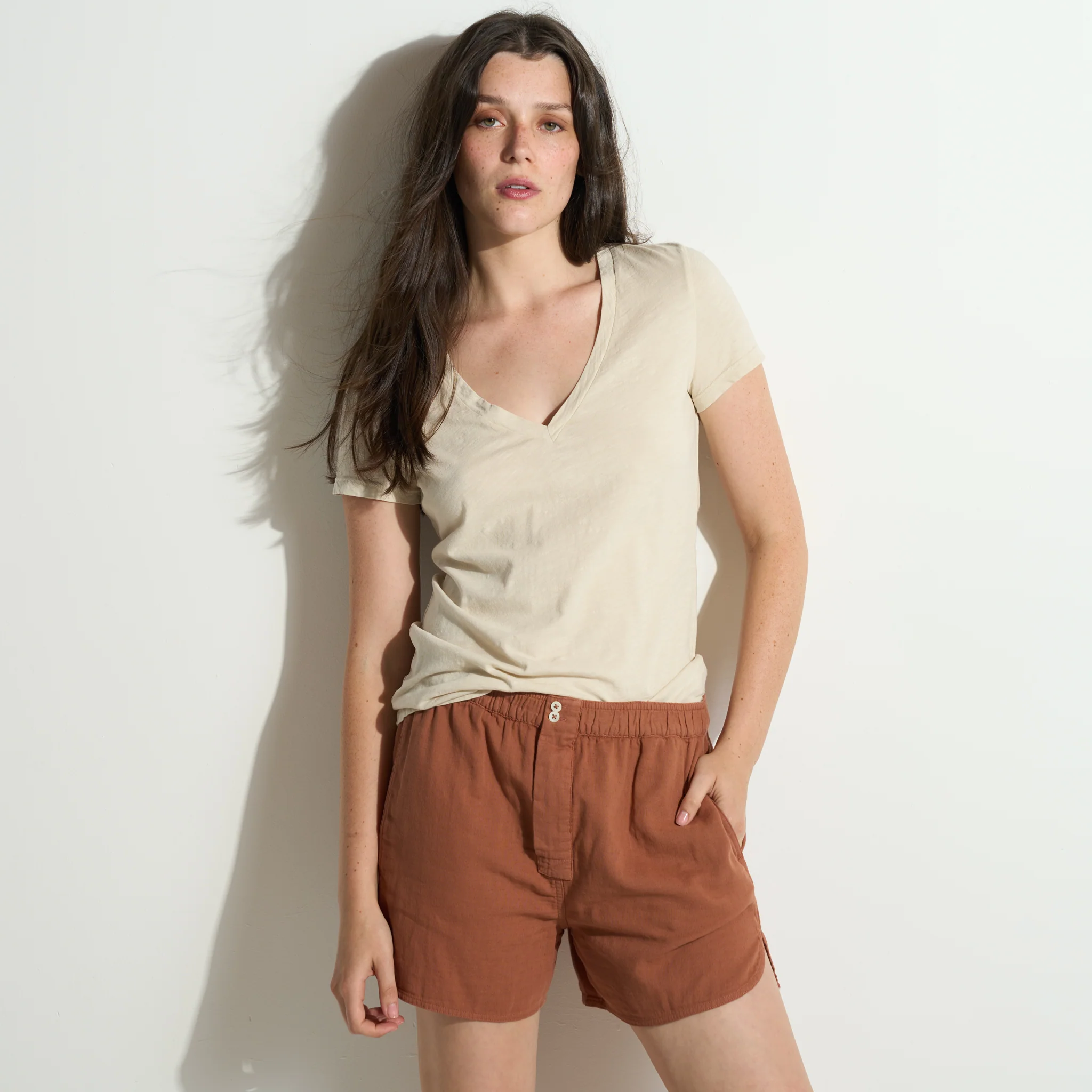 Tyler Deep V Neck Slub Tee - wxkoi